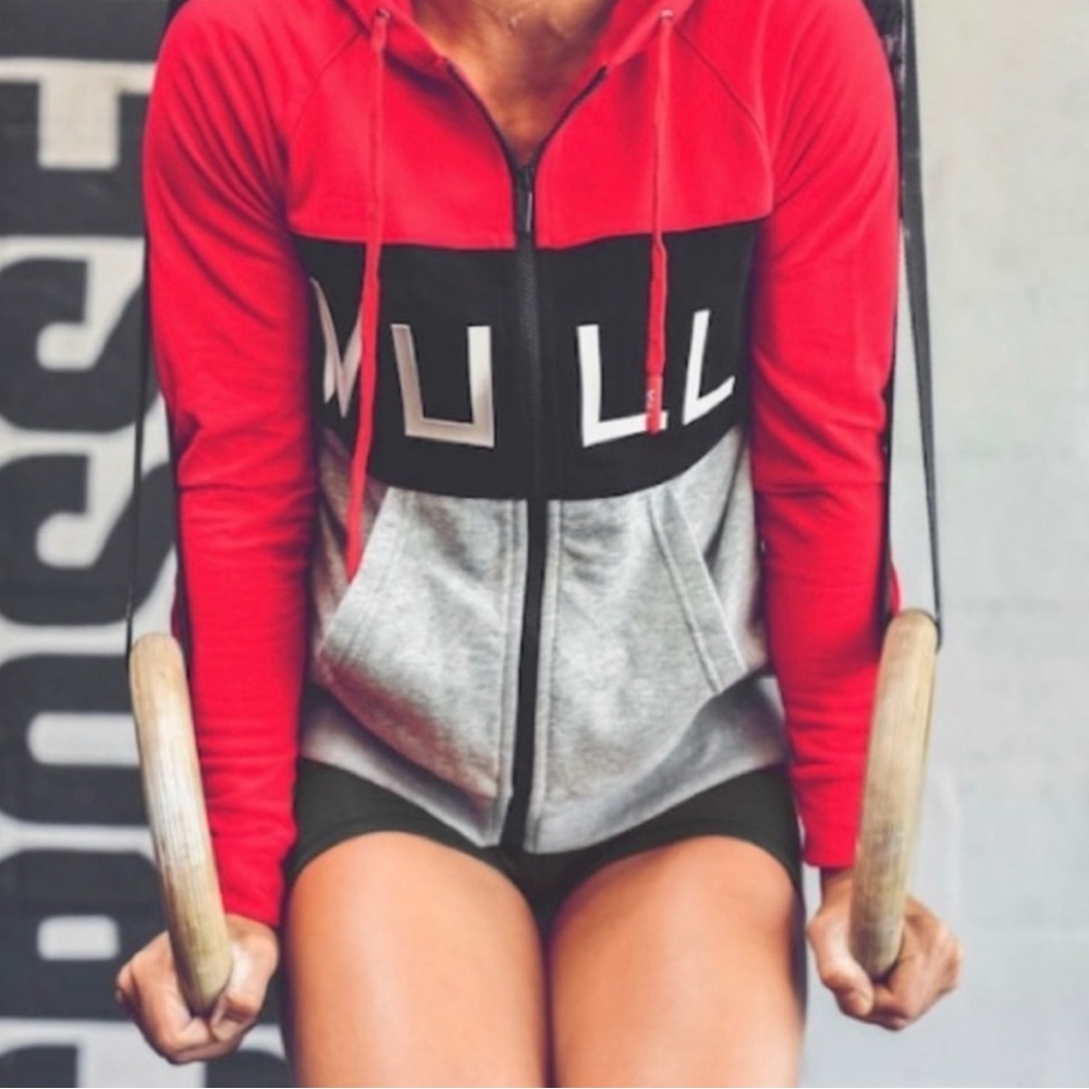 VULL Women's Red and Gray Zip-Up Hoodie - Small